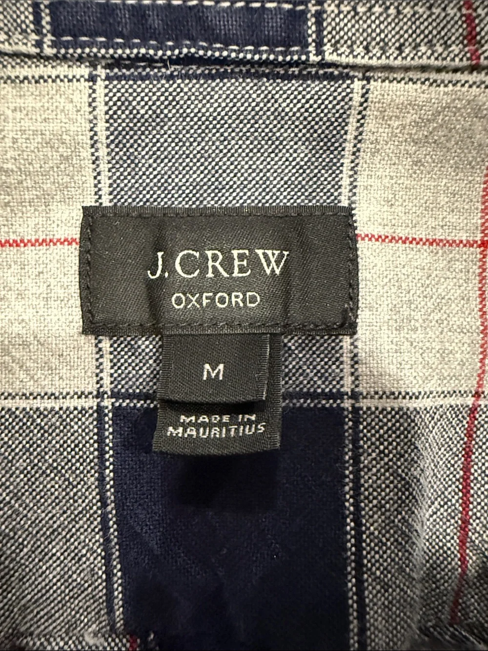 J. Crew Oxford Slim Fit Button Down Plaid Flannel Navy/White/Red Size M